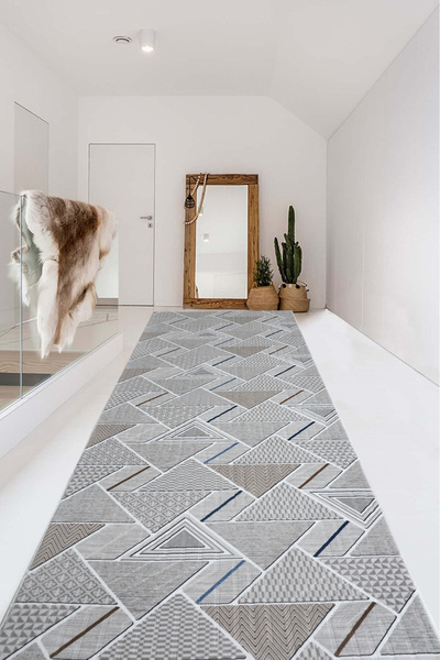 Babil Home Non-Slip Base Cutting Runner Living Room Hallway Kitchen Carpet Ymr5017 Gray