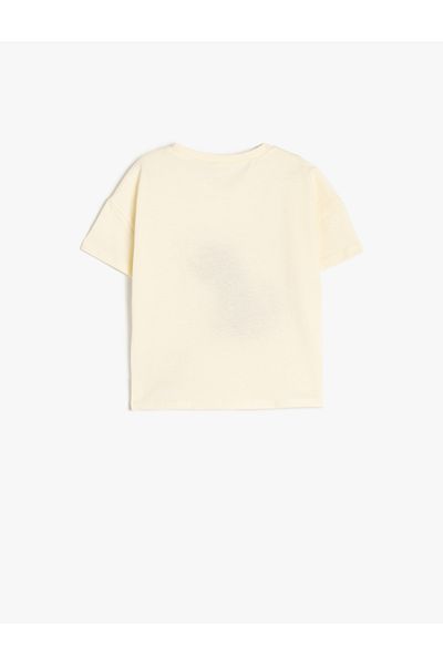 Koton Dog Embroidery Detail Crew Neck Short Sleeve Cotton T-Shirt