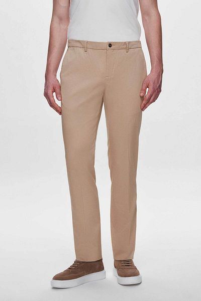 Tween Slim Fit Beige Tencel-Cotton Blended Lycra Chino Trousers