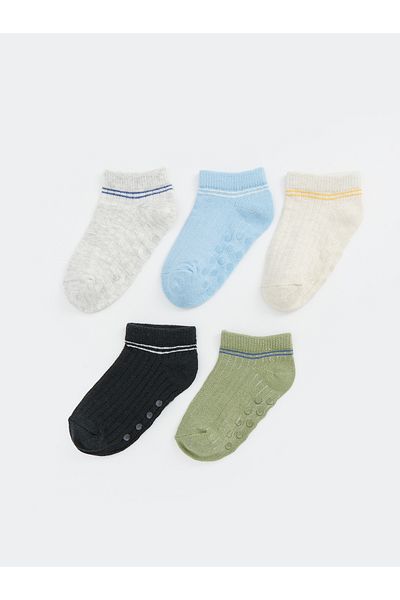 LC Waikiki Set of 5 Striped Booties Socks for Baby Boy