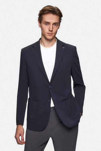 Tween Slim Fit Lacivert Düz Kumaş Ceket