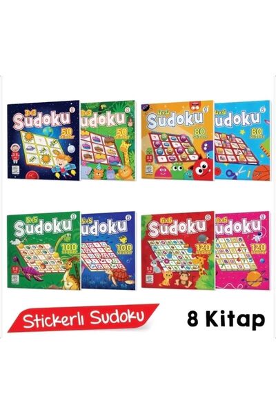 yükselen zeka Stickerlı Sudoku Seti (8 KİTAP, 700 ADET STİCKER)