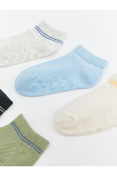 LC Waikiki Set of 5 Striped Booties Socks for Baby Boy