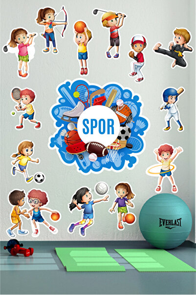 Ayza Tasarım Spor Salonu Anaokulu Kreş Okul Sticker Kendinden Yapışkanlı Yüks...