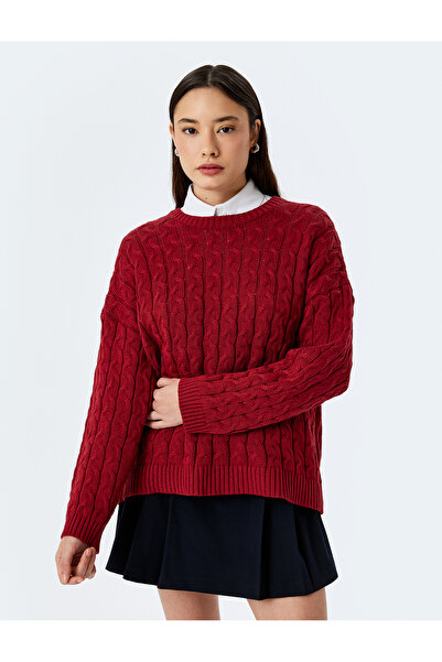 Koton Tricotaj cu guler rotund Pulover oversize cu textura tricotată