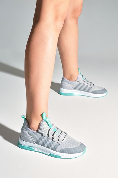 PowerSpeed Unisex Gray Green Comfortable Stripe Lace-Up Sneakers