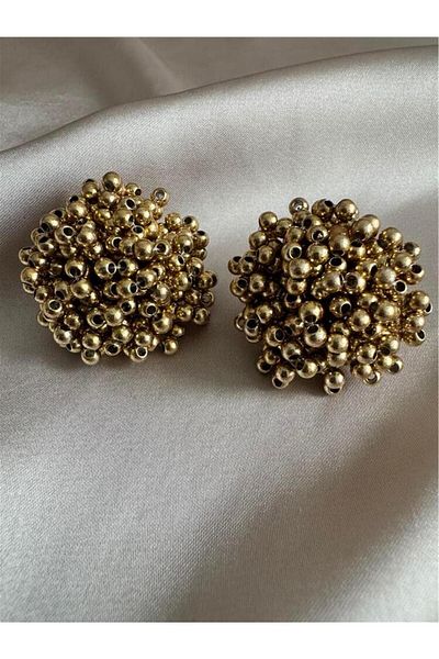 Pelin Aksesuar Gold Beaded Earrings