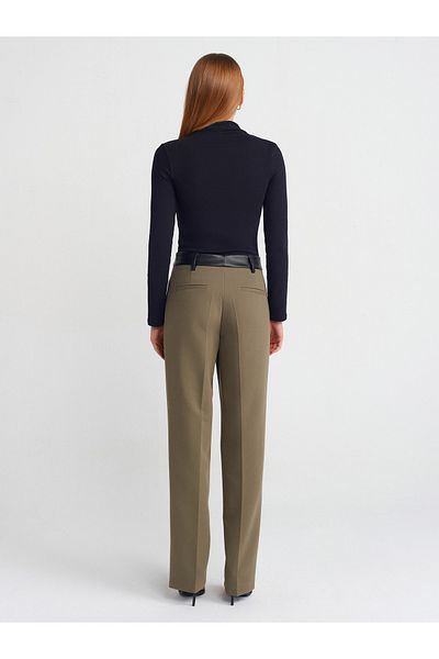 Dilvin 71603 Green Faux Leather Trousers