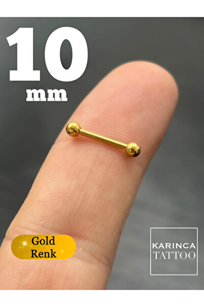 Karınca Piercing Altın Rengi Düz Çubuk Kulak Meme Ucu Piercing