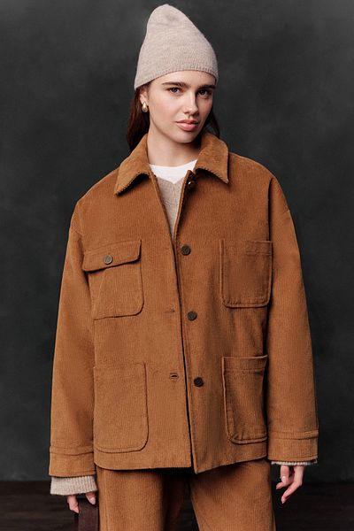 Manuka Brick Colored Corduroy Oversize Jacket