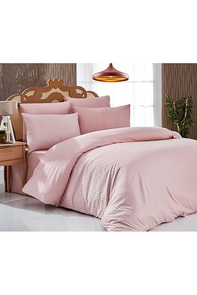 KÜBRAHOME'S Powder Color Cotton Satin Double Duvet Cover Set