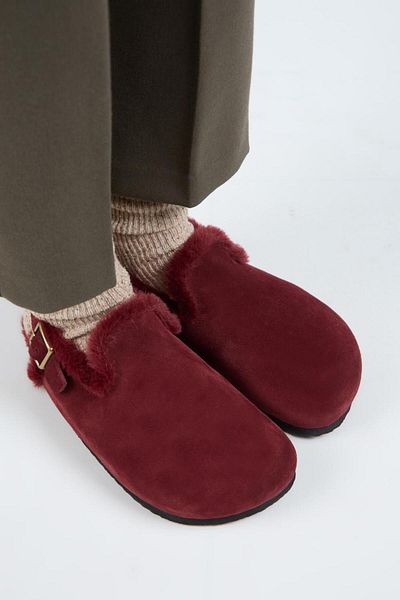 Manijero (Holly 2 Furry) Sandale Sabo Burgundy pentru femei, din piele naturală, cu cataramă cu centură