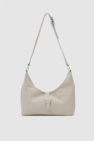 Shule Bags Geantă de umăr vintage Marilla din piele intoarsa crem