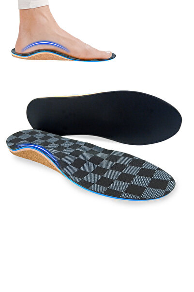 ORTHOTECH Handmade Doğal Mantar Tabanlık İçe Basma Tabanlık,Düz Taban Destekleyici Tabanlık Siyah