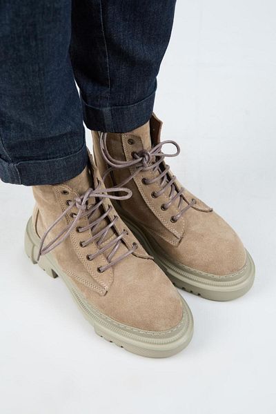 Manijero (Dilzar) Women's Genuine Leather Lace-Up Inside Zipper Mink Boots