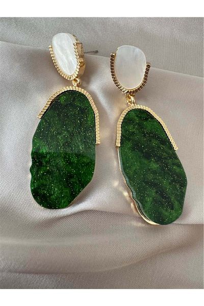 Pelin Aksesuar Green Glitter Earrings