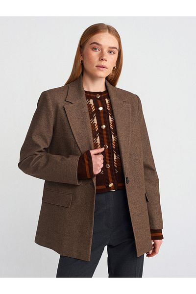 Dilvin 60761 Blazer cu croială dreaptă-maro