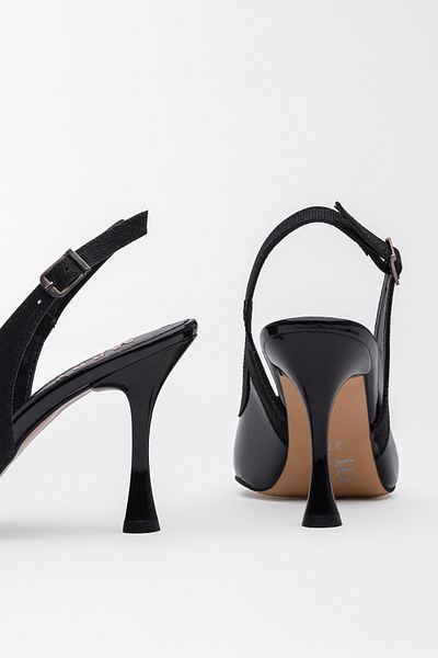 Tasarım Pantofi stiletto cu toc din piele lacuita neagra trandafir