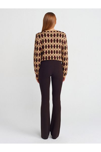 Dilvin 71821 Stretch High Waist Leggings-Dark Brown