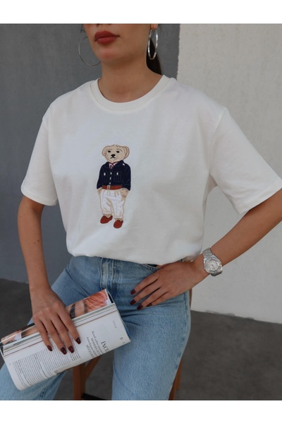 ESRAHELVACI Teddy Bear Embroidered T-Shirt
