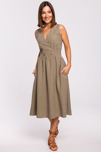 Stylove Sleeveless dress with a flared bottom