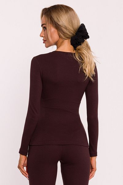 Made of Emotion Ribbed blouse with corset-style stitching