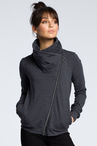 BEWEAR Sweatshirt with a diagonal zipper