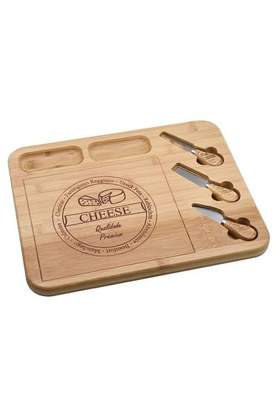 Bien Servi Multi-Functional Engraved Bamboo Cutting Board with Knives