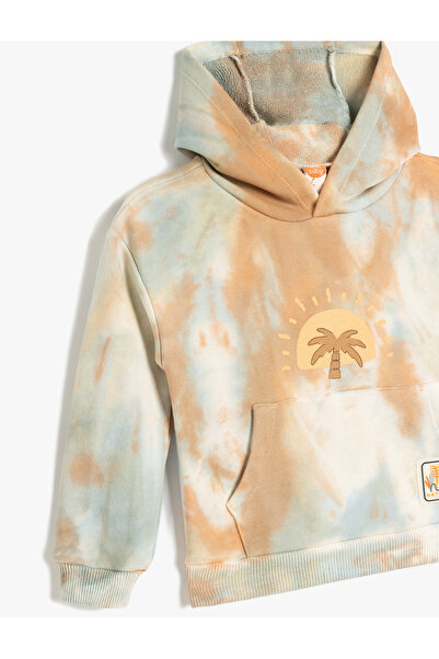 Koton Kapşonlu Palmiye Baskılı Uzun Kollu Pamuklu Sweatshirt