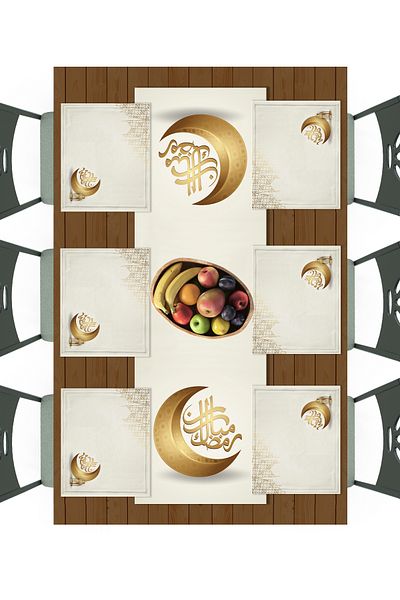 Filamente Ramadan Runner + 6 Pieces of American Service / Table Set / Stain Resistant and Washable Micropetek Fabric