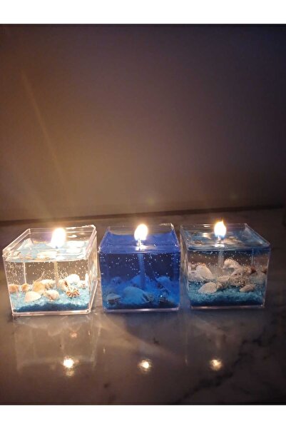 NF WEAR STORE Okyanus Kokulu 3'lü Set Dekoratif Kokulu Jel Mum
