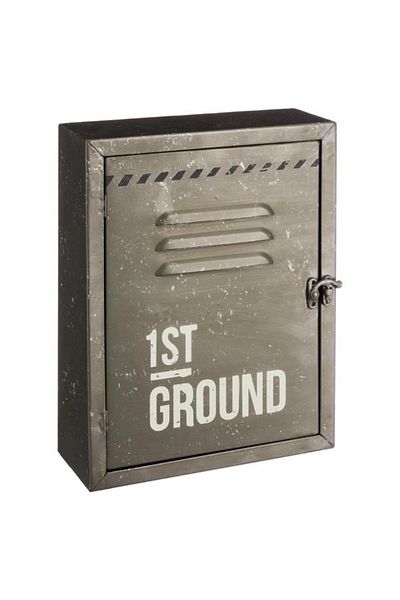 Atmosphera Stephane Metal Decorative Key Box Charcol Grey 23 x 30cm