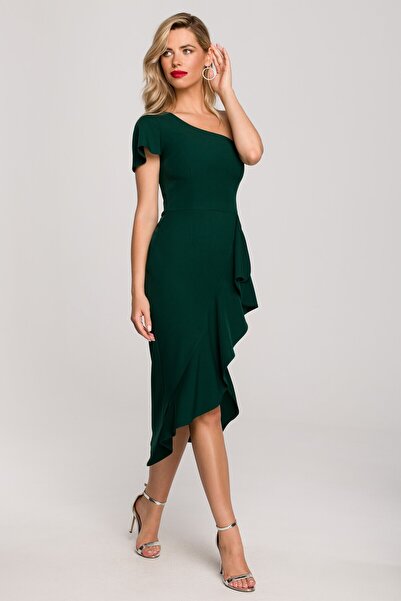 Makover Rochie cu un singur umăr, cu volan