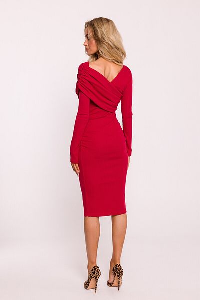 Made of Emotion Ribbed midi dress with an asymmetrical neckline
