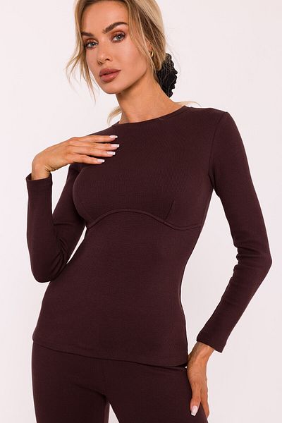 Made of Emotion Ribbed blouse with corset-style stitching