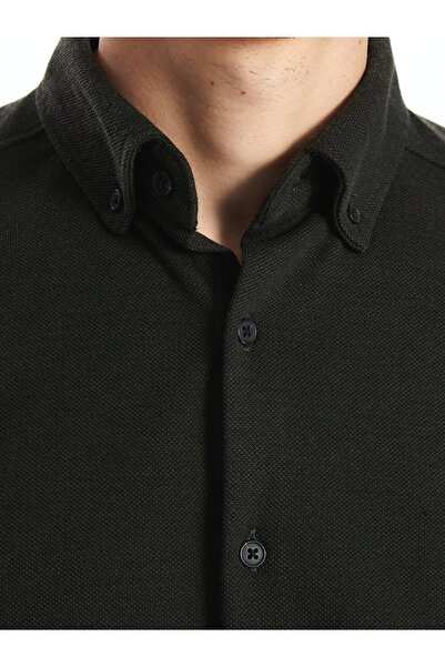 LC Waikiki Southblue Khaki Slim Fit Men's Long Sleeve Shirt