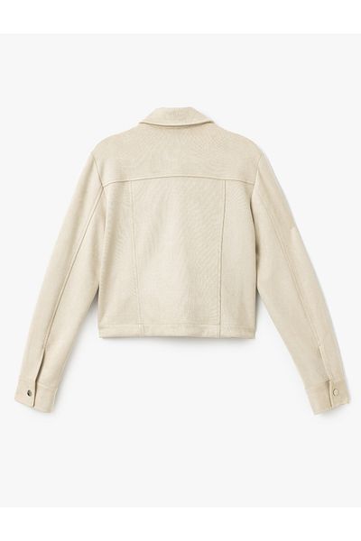 Koton Γυναικείο μπουφάν με κουμπιά Faux Suede Crop με λεπτομέρεια τσέπης στο κάλυμμα