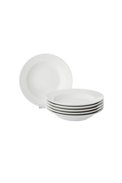 Dania A set of circular porcelain eating plates / 6 pieces
