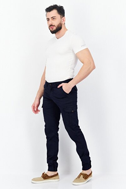 Nautica Men Slim Fit Plain Cargo Pants, Navy
