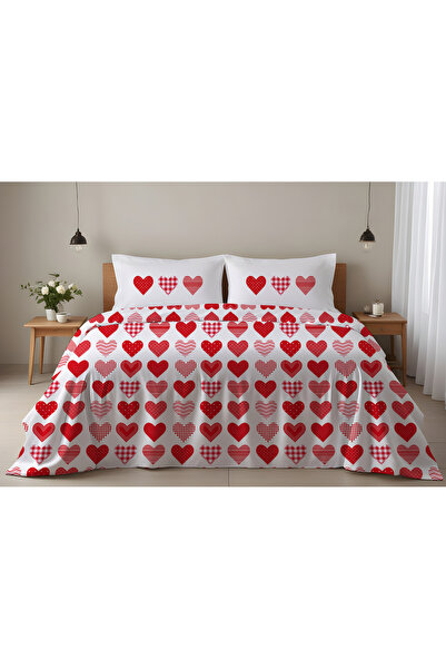 Evmila Sevgililer Günü Özel Çift Kişilik Pamuklu Nevresim Takımı 200x220 cm Ç...