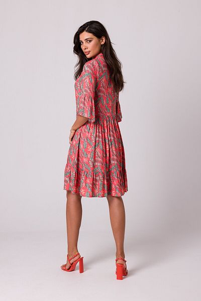 BEWEAR Flared dress with a ruffle and print