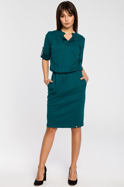 BEWEAR Dress with a stand-up collar and a placket neckline