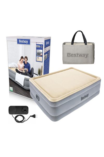 BESTWAY 2.03M X 1.52M X 46Cm Tritech Airbed Queen Built-In Ac Pump 26-67486