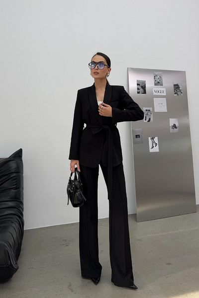 msm fashion Damen-Set mit doppeltem Gürtel, Blazer, Jacke und Hose