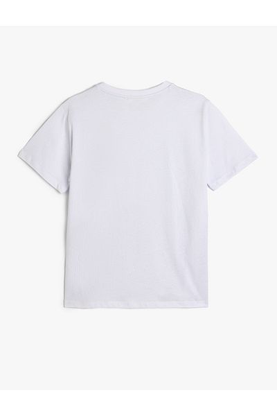 Koton Tricou cu mânecă scurtă cu decolteu rotund cu broderie de pisici din bumbac