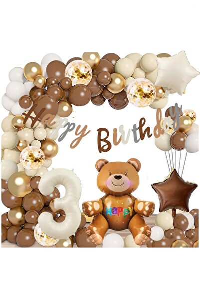 BİDOLUMUTLULUK Retro Colors Bear Foil Balloon Birthday Concept Balloon Party ...