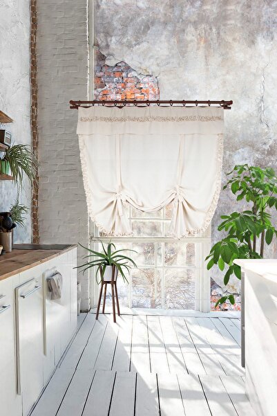 cotton maison Bohemian Gathered Φυσική Κουρτίνα Γλάστρας