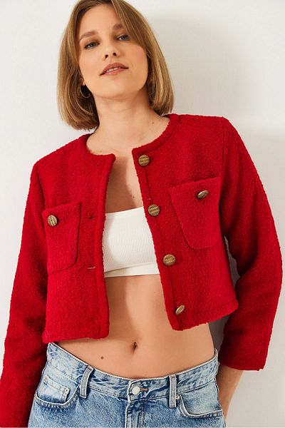 Bianco Lucci Kurze Damenjacke mit Knopfdetail MBMS023 60501023