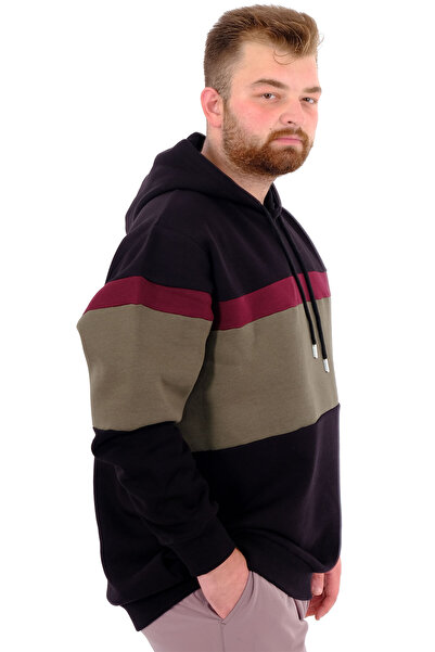 ModeXL Чоловічий світшот - Mode XL, великий розмір, 3 нитки, капюшон, чорний U24545