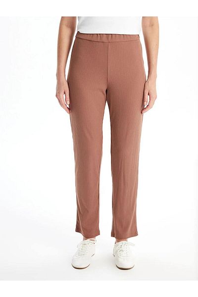 LC Waikiki Lcwaikiki Basic Brown Women's Elastic Waist Straight Pants